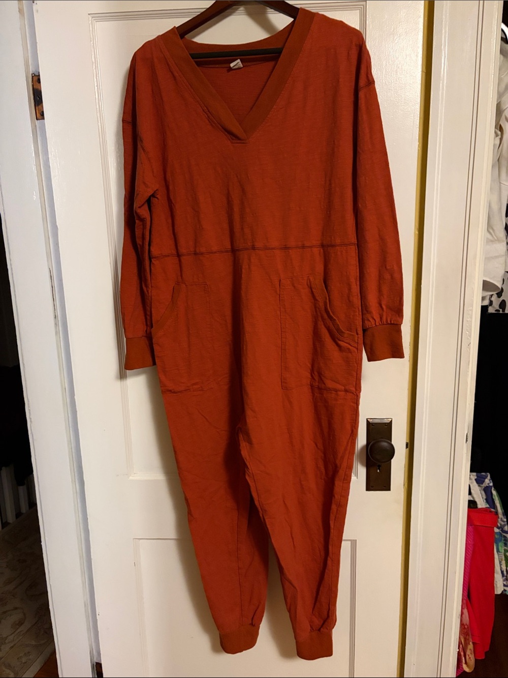 Everyday V-Neck Rust Jumpsuit